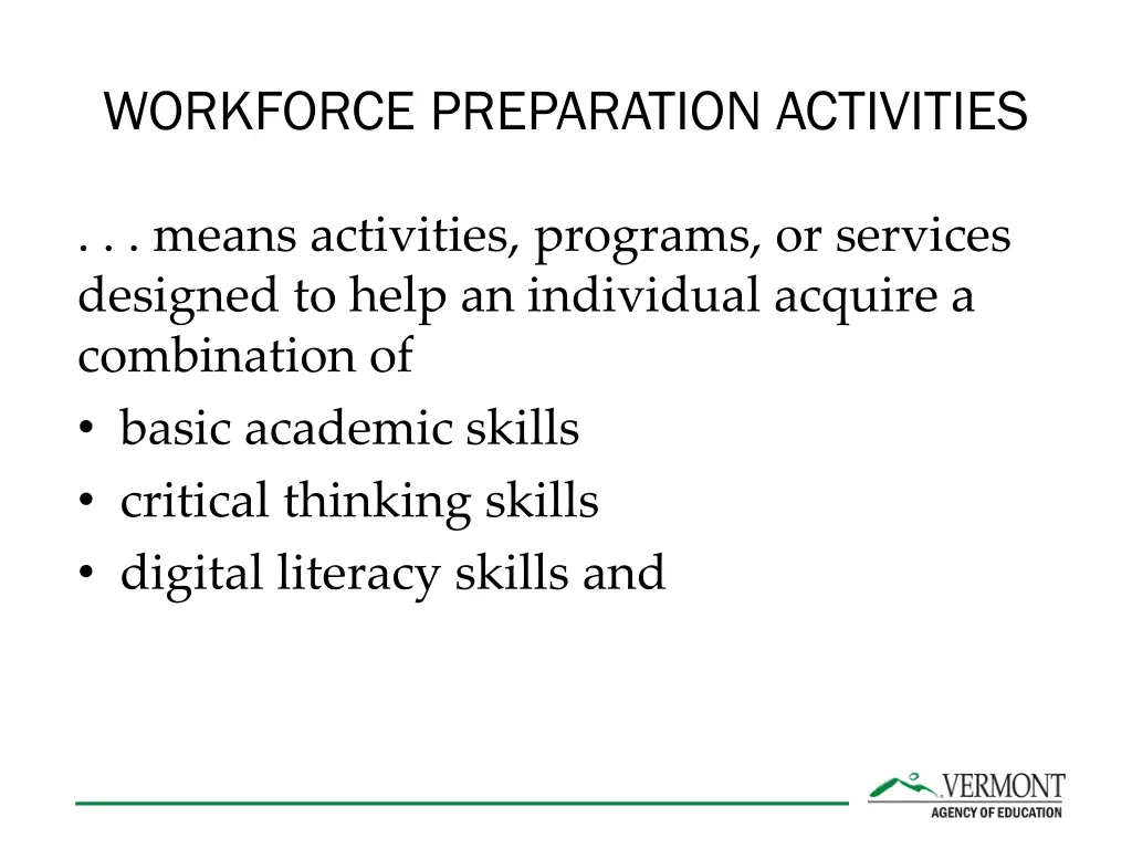 workforce preparation activities