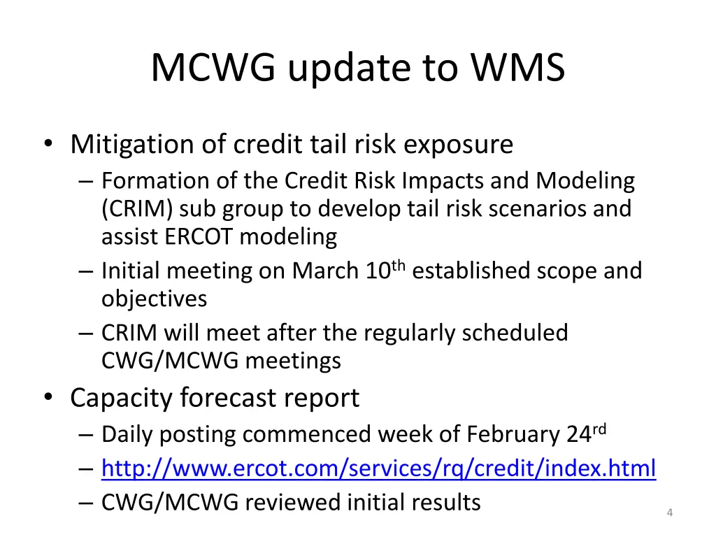 mcwg update to wms 2