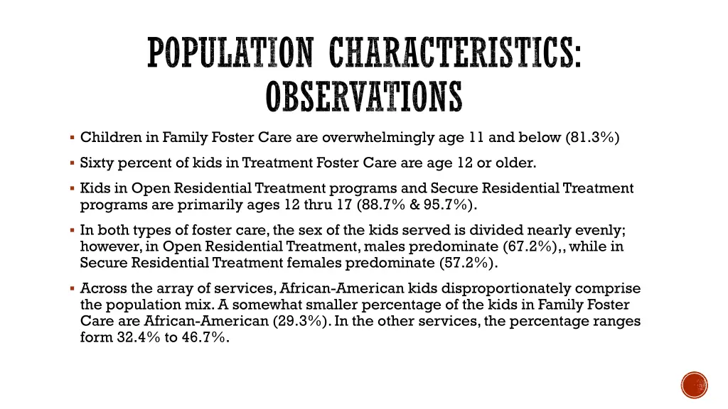 population characteristics observations