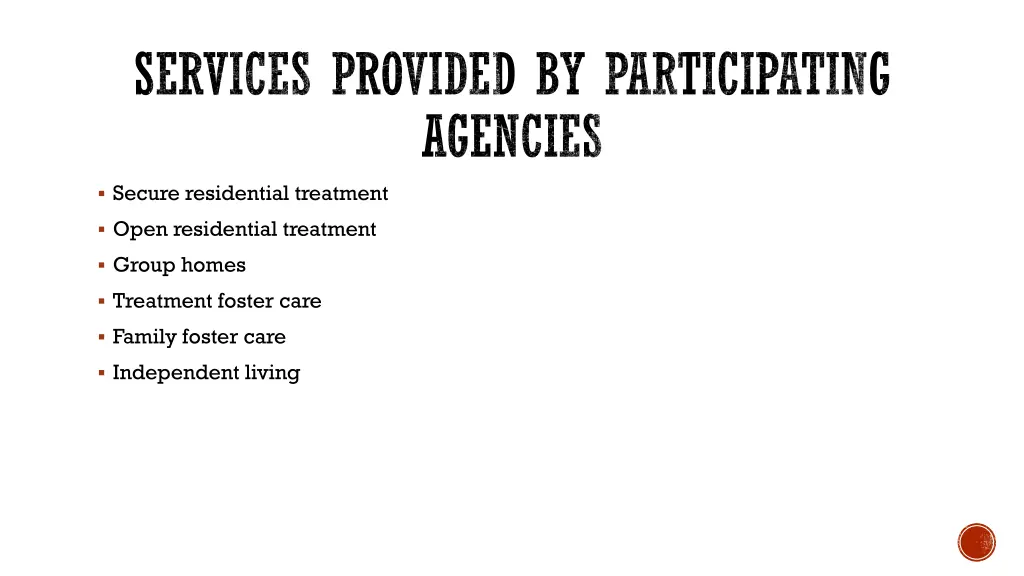 services provided by participating agencies