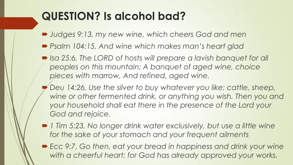 question is alcohol bad