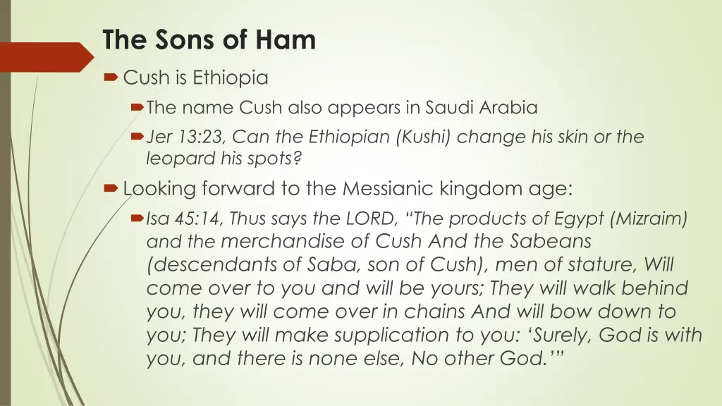 the sons of ham cush is ethiopia the name cush