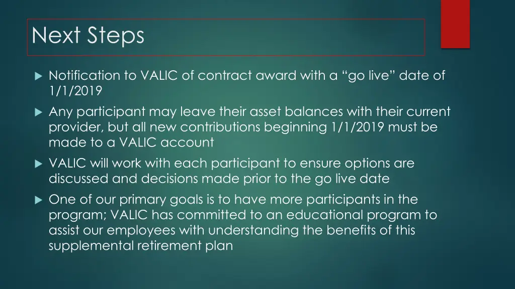 next steps