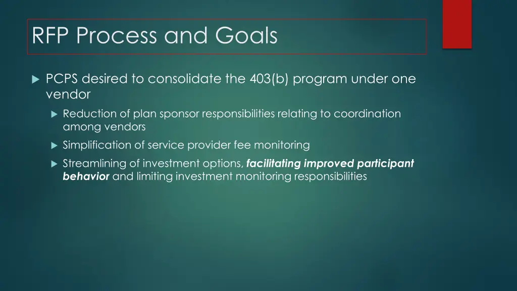 rfp process and goals