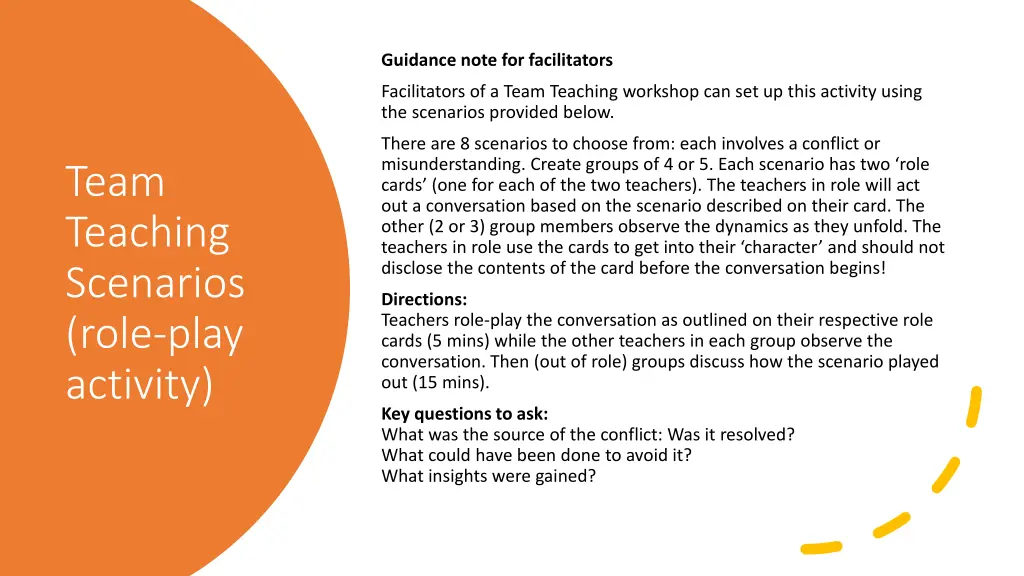 guidance note for facilitators