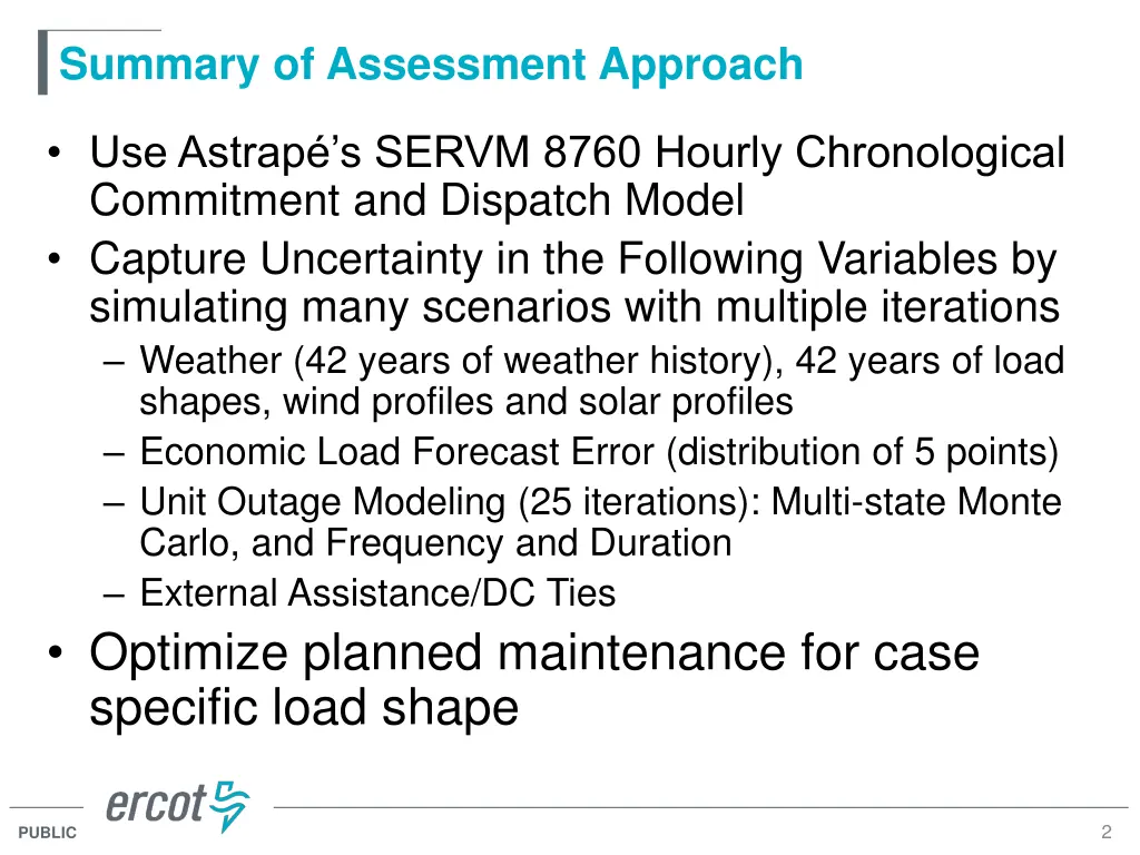 summary of assessment approach