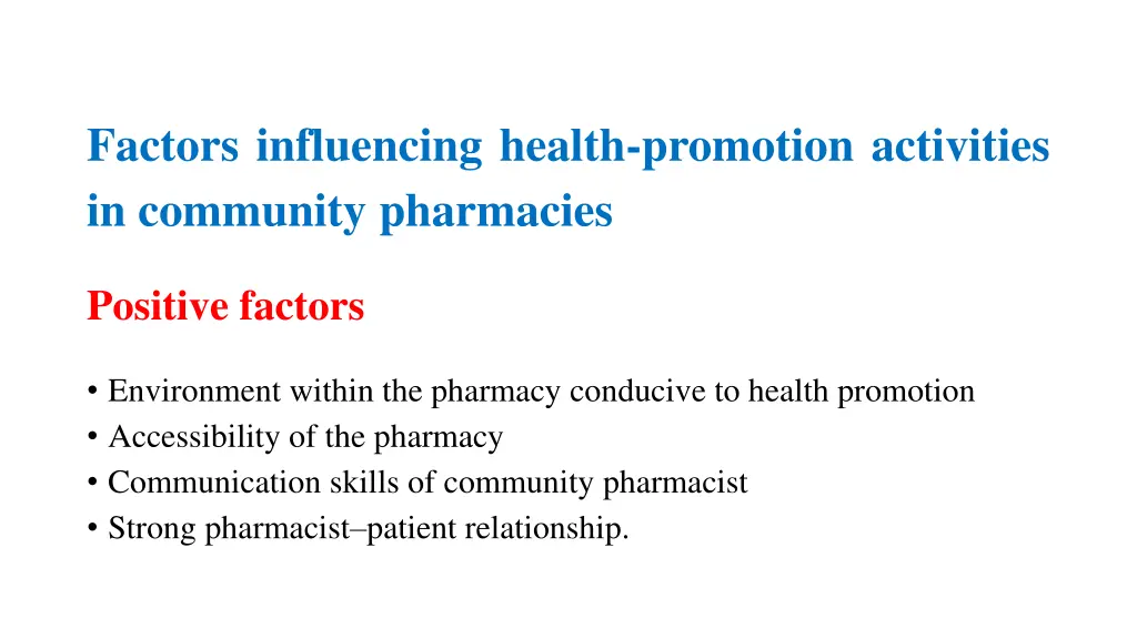 factors influencing health promotion activities