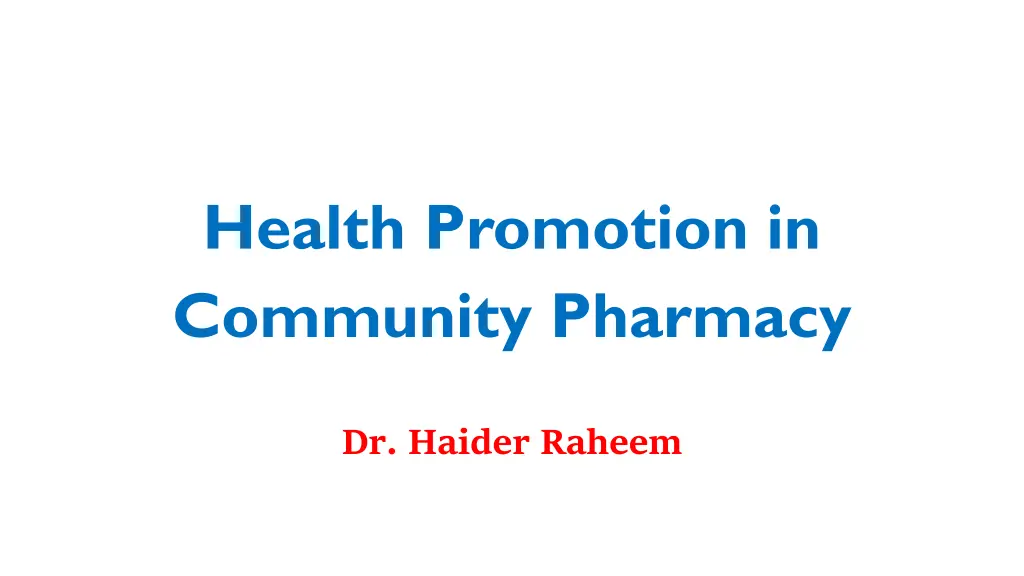 health promotion in community pharmacy