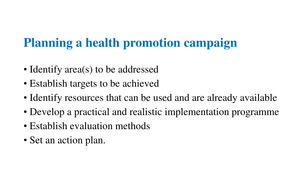 planning a health promotion campaign