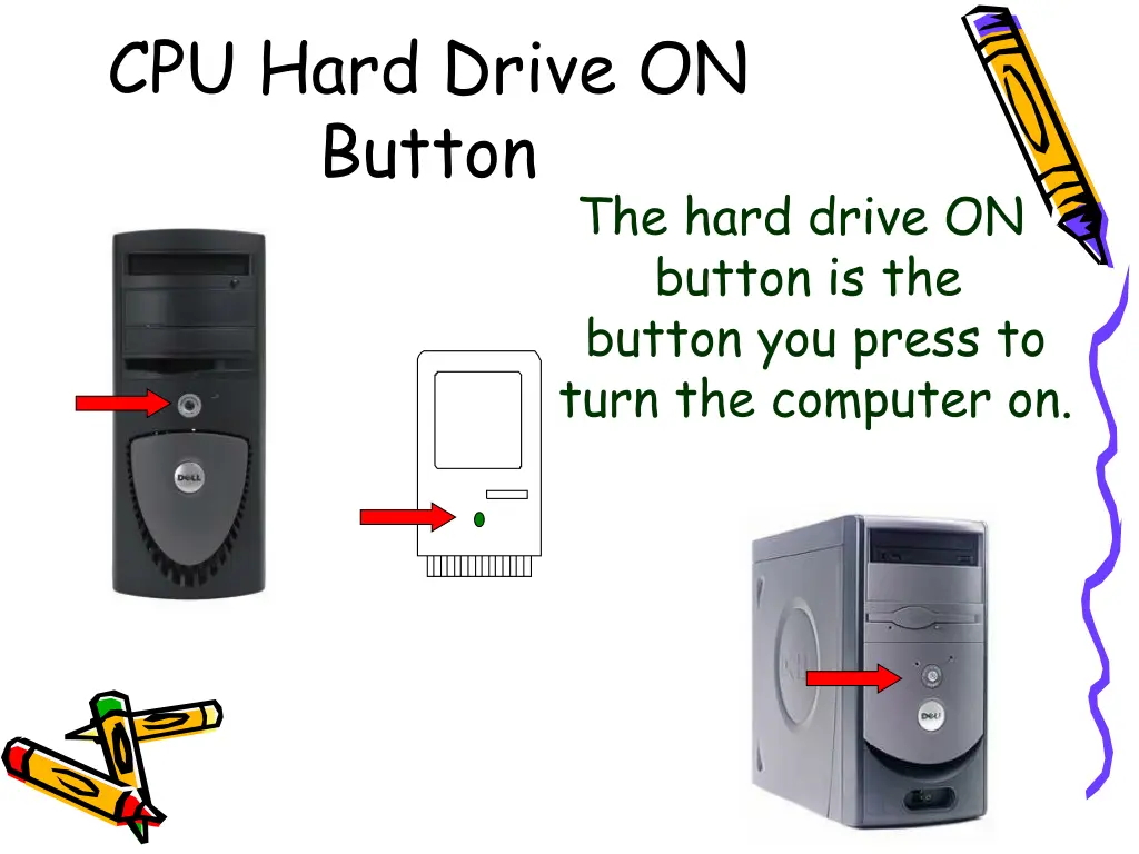 cpu hard drive on button