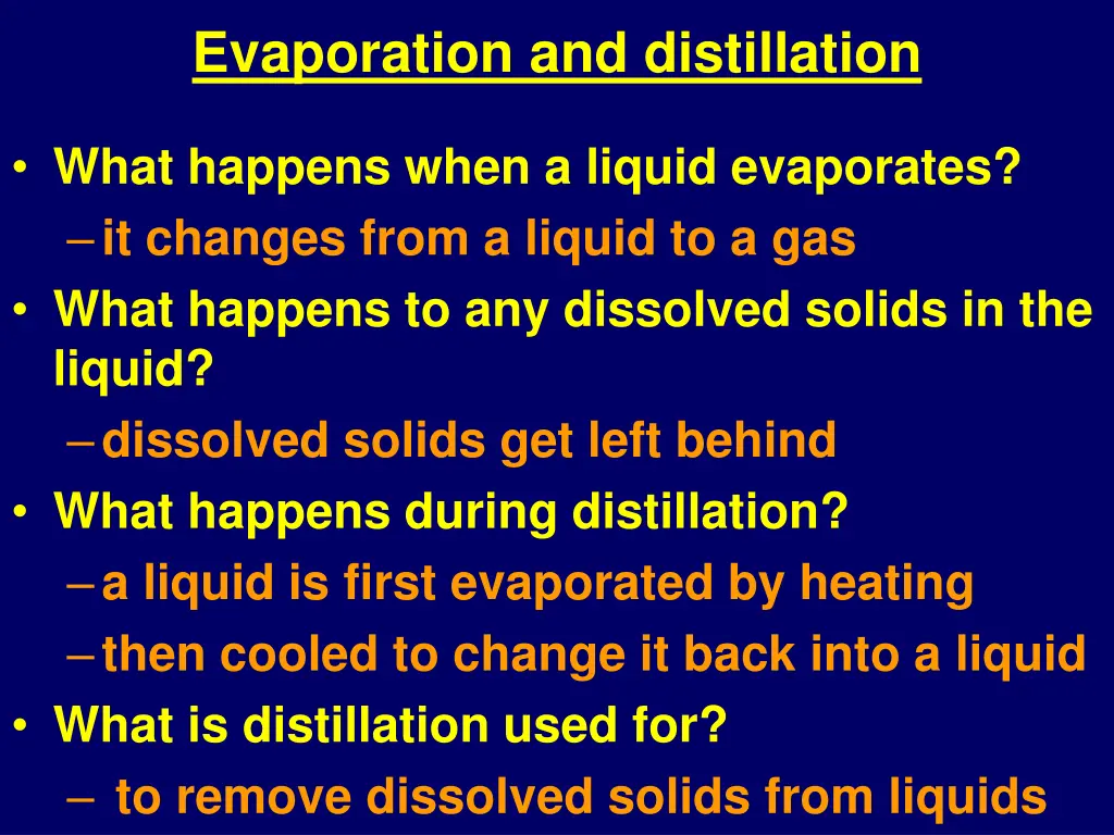 evaporation and distillation