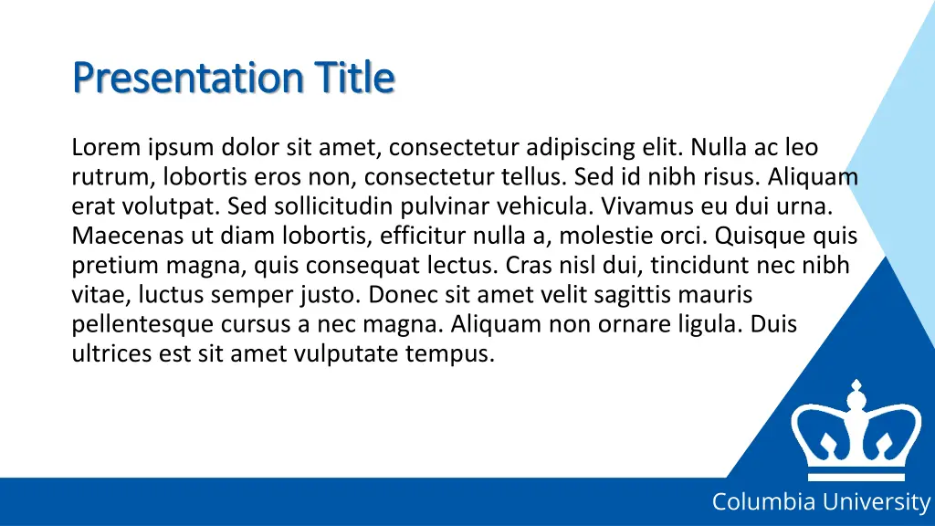 presentation title presentation title
