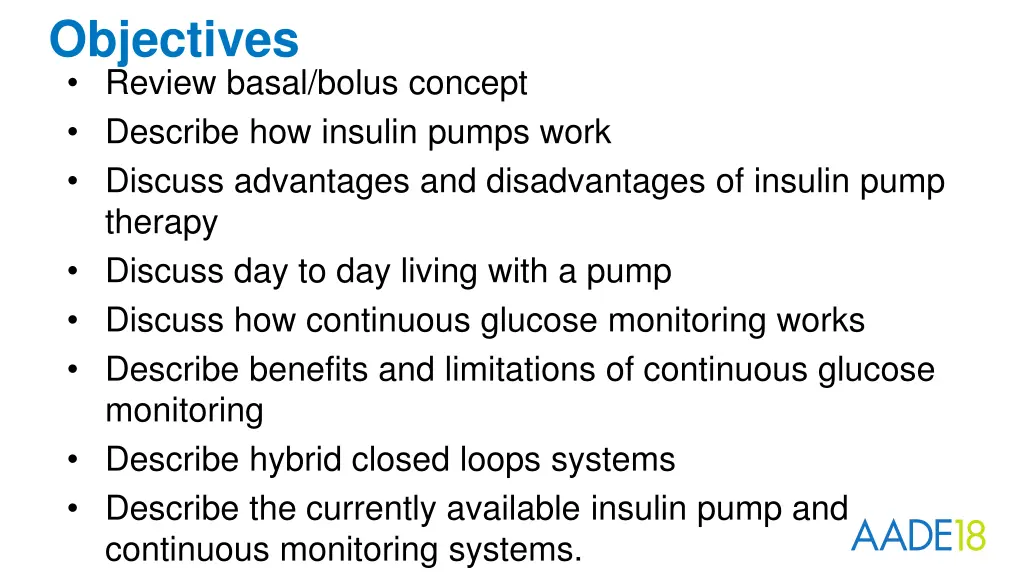 objectives review basal bolus concept describe