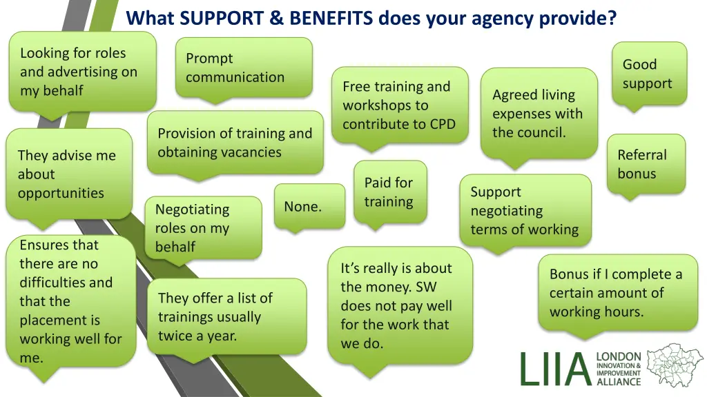 what support benefits does your agency provide