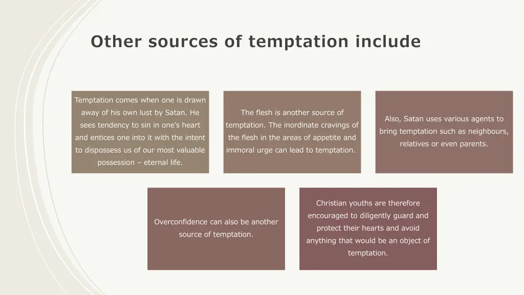 other sources of temptation include