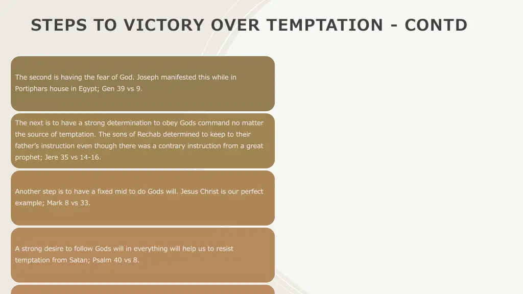 steps to victory over temptation contd