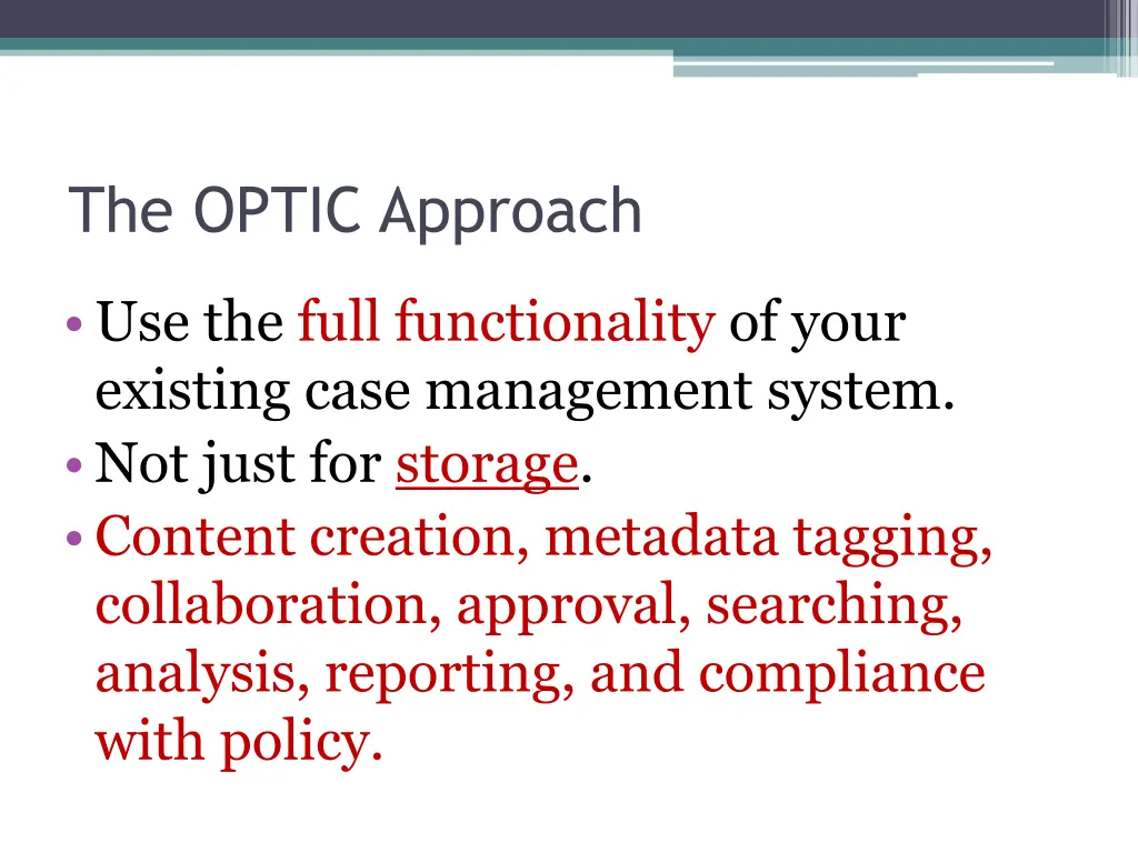 the optic approach 1
