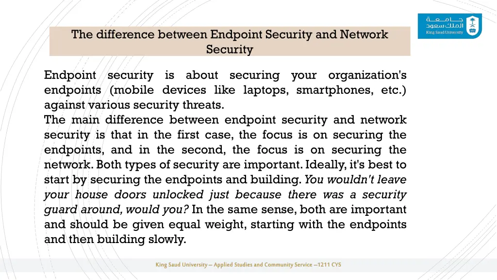 the difference between endpoint security
