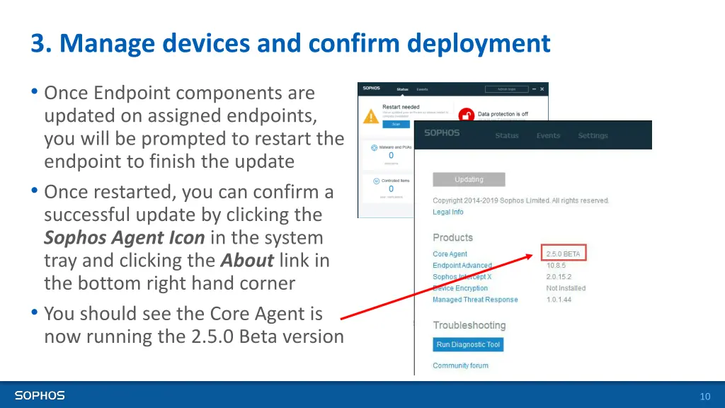 3 manage devices and confirm deployment 1
