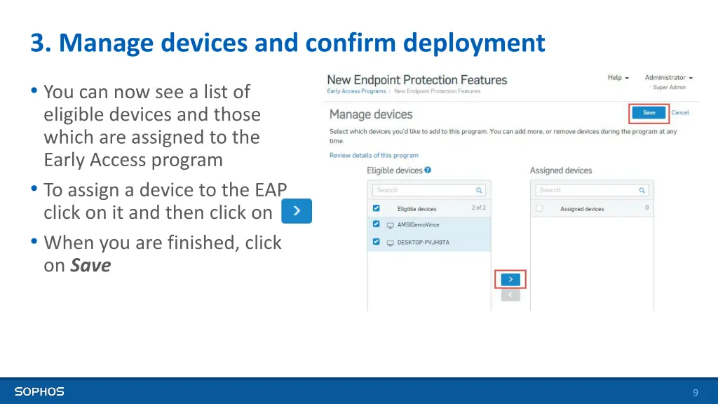 3 manage devices and confirm deployment