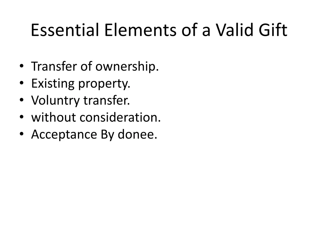 essential elements of a valid gift