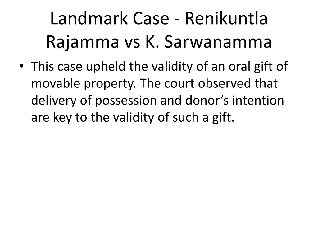 landmark case renikuntla rajamma vs k sarwanamma