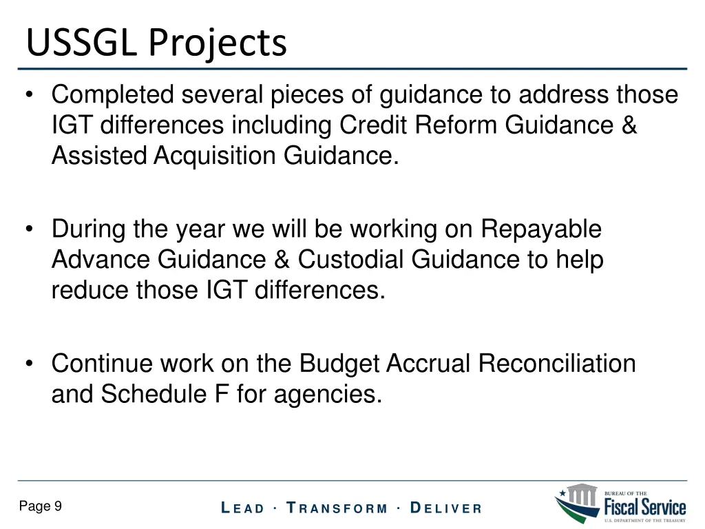 ussgl projects 2