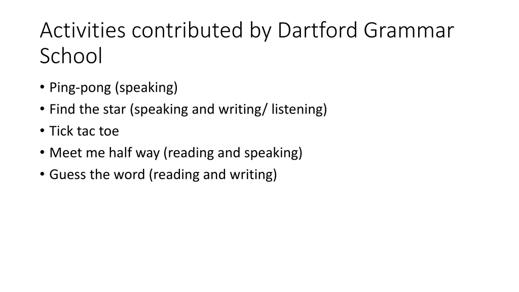 activities contributed by dartford grammar school