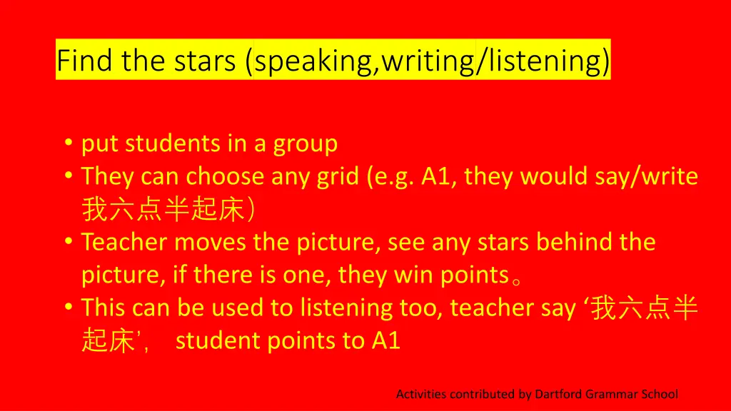 find the stars speaking writing listening