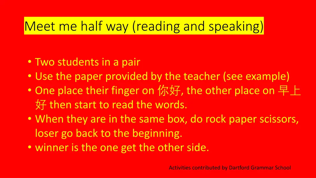 meet me half way reading and speaking