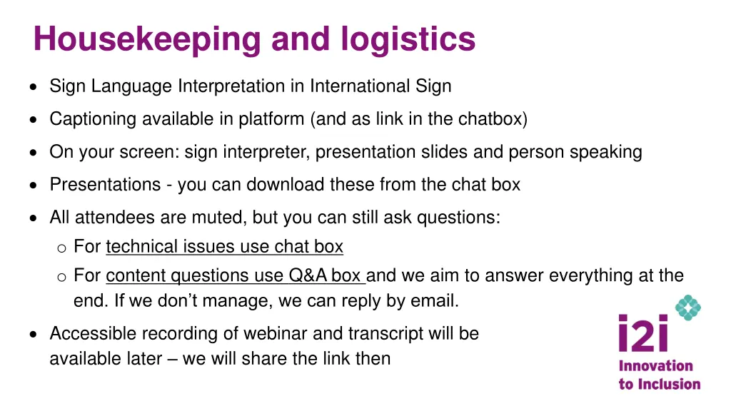 housekeeping and logistics