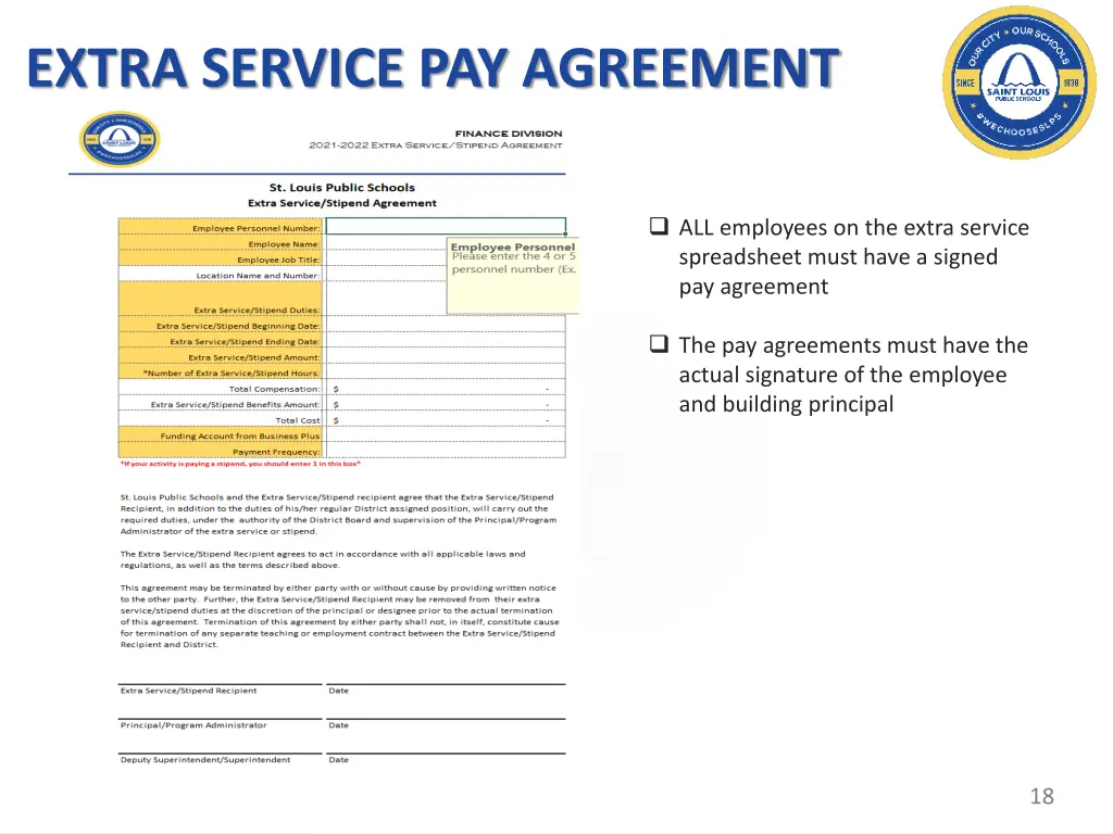 extra service pay agreement