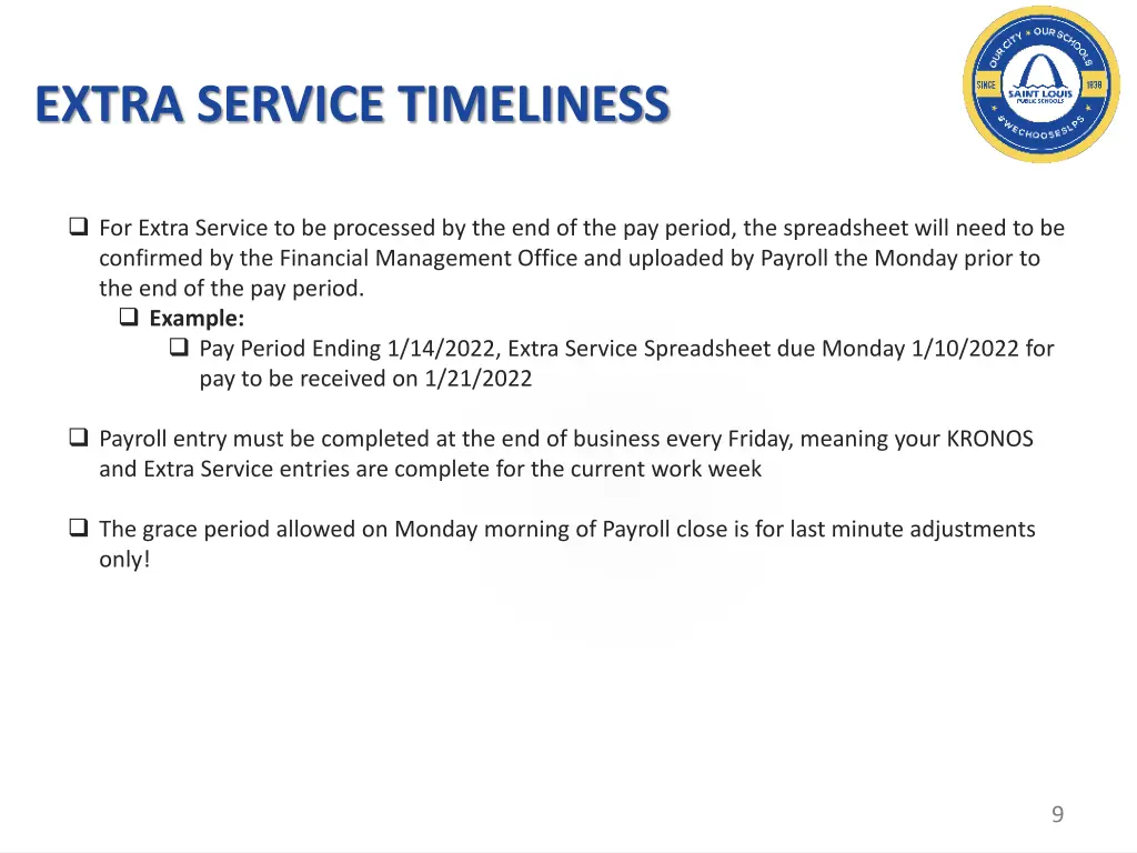 extra service timeliness