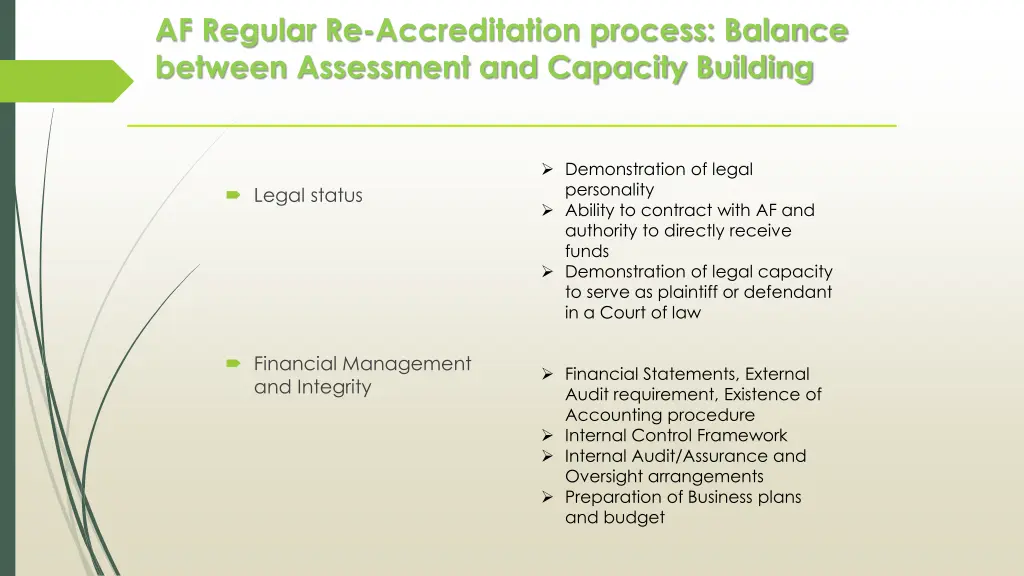 af regular re accreditation process balance