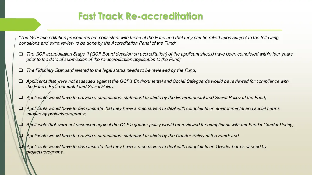 fast track re accreditation