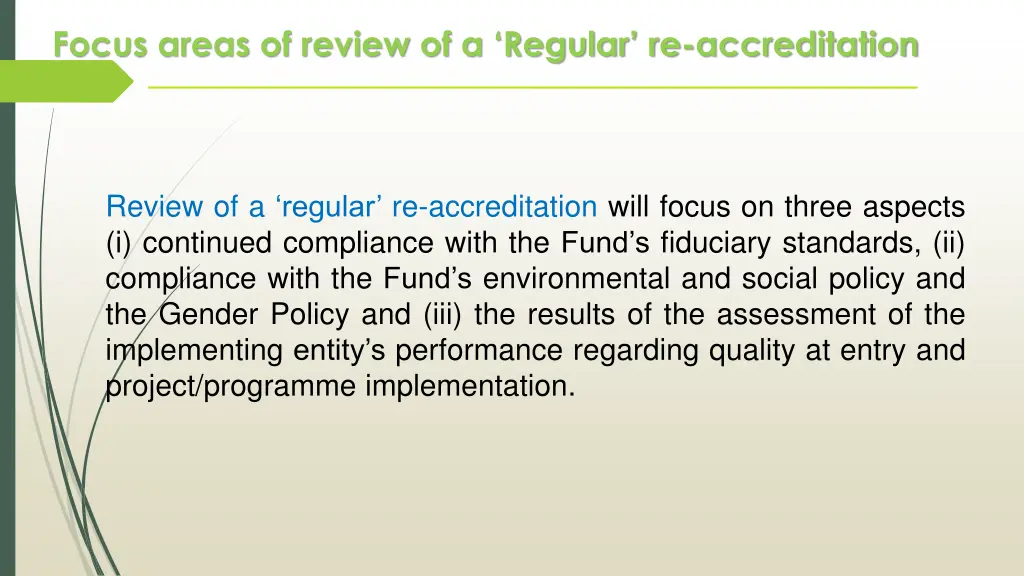 focus areas of review of a regular