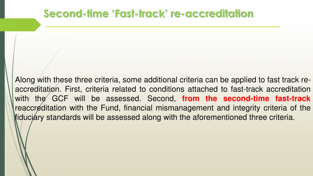 second time fast track re accreditation