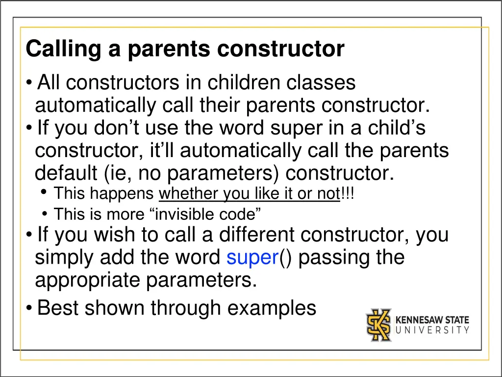 calling a parents constructor all constructors