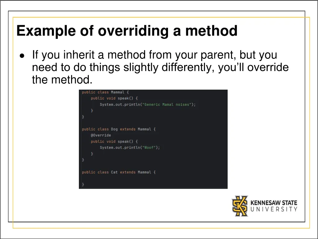 example of overriding a method