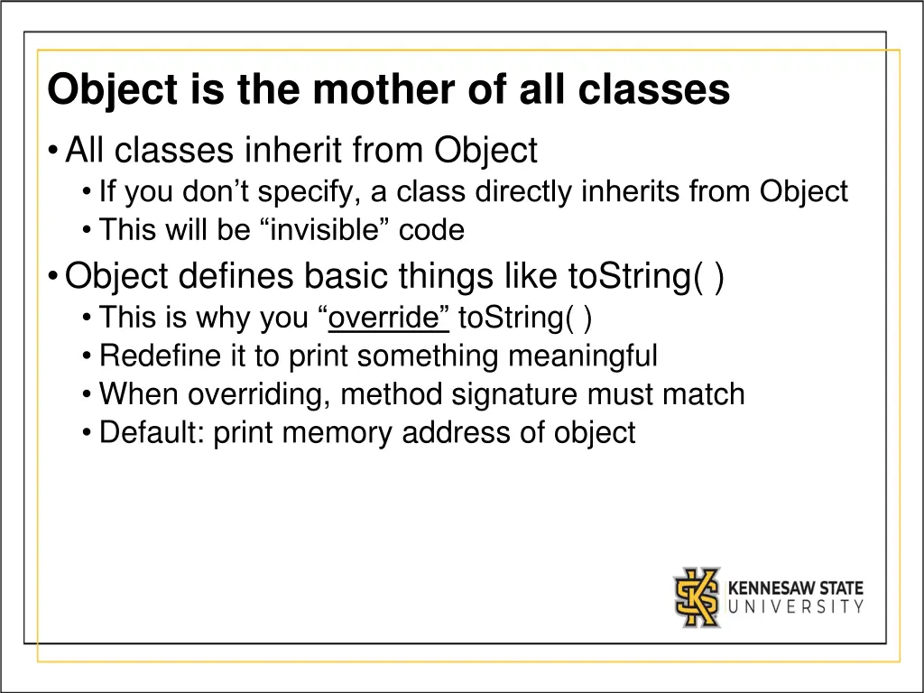 object is the mother of all classes all classes