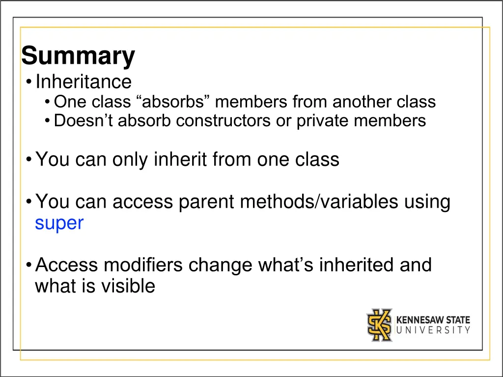 summary inheritance one class absorbs members