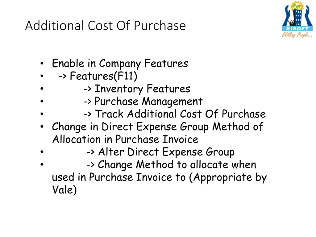 additional cost of purchase 1