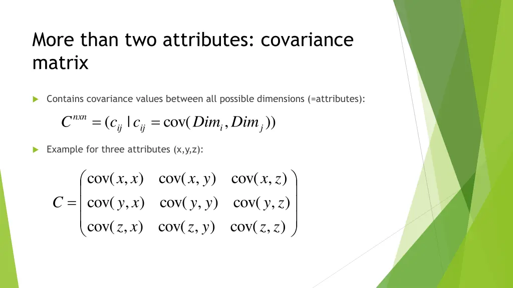 more than two attributes covariance matrix