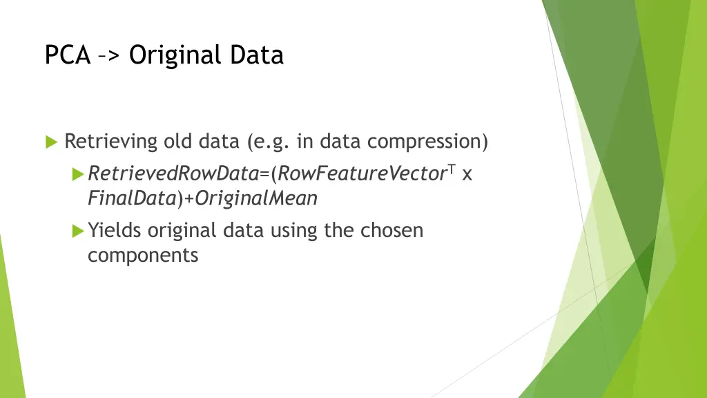 pca original data
