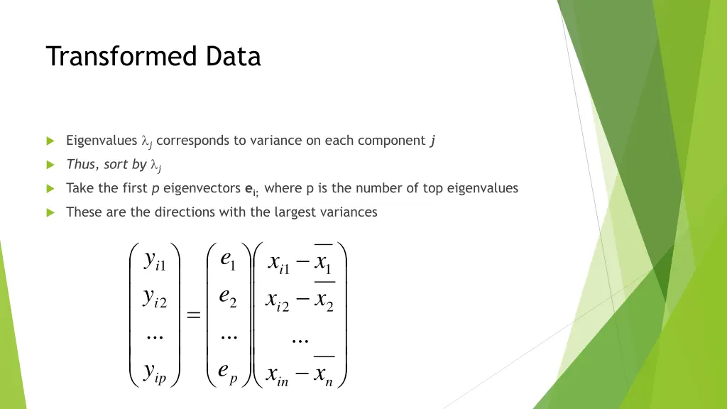 transformed data