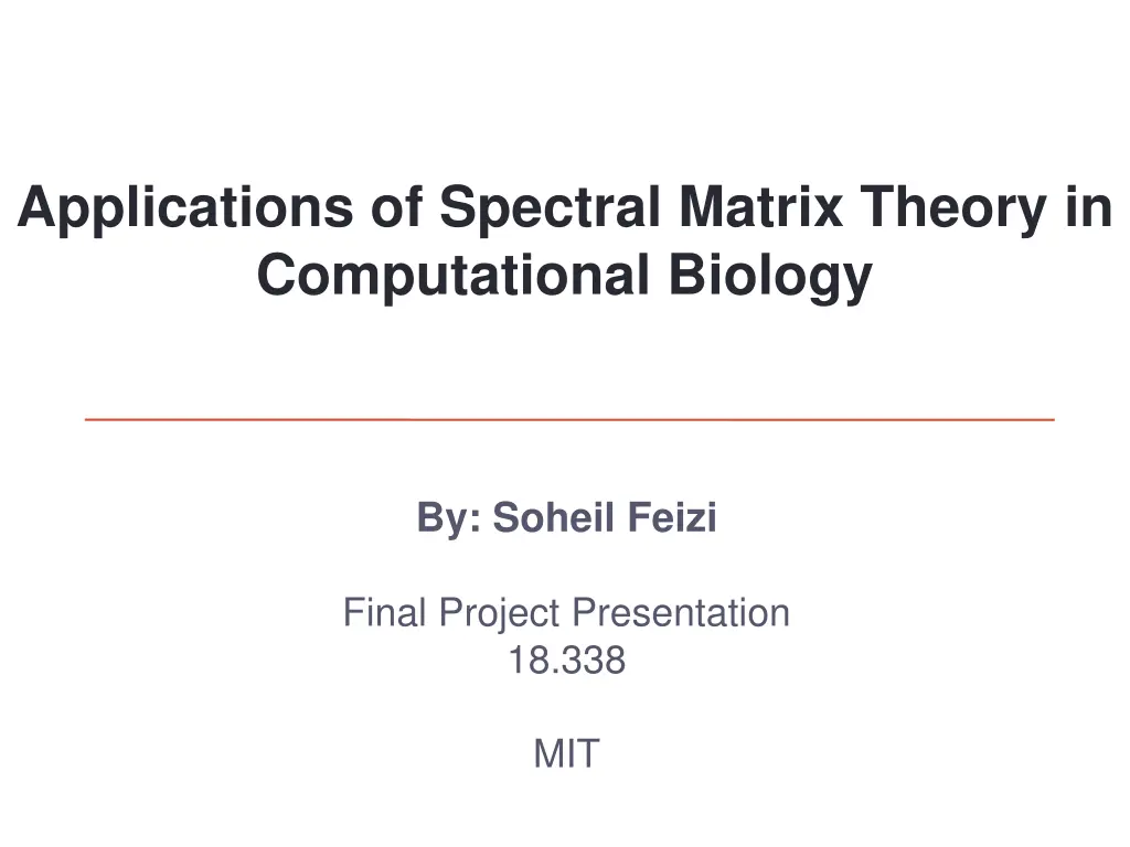 applications of spectral matrix theory