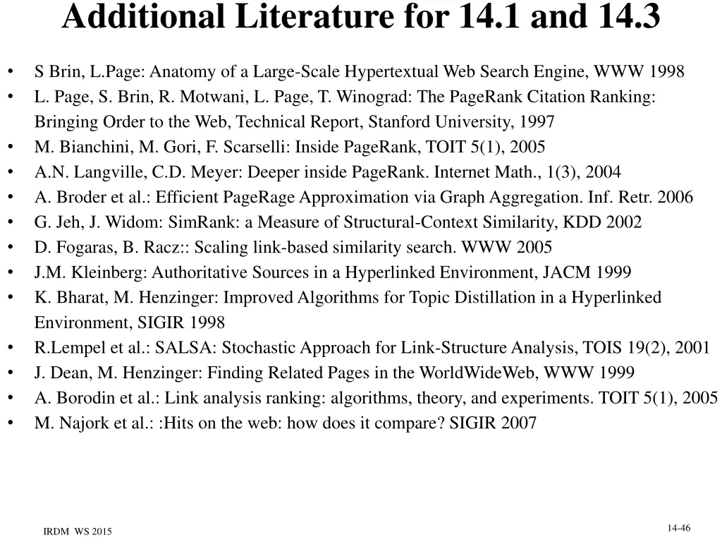 additional literature for 14 1 and 14 3