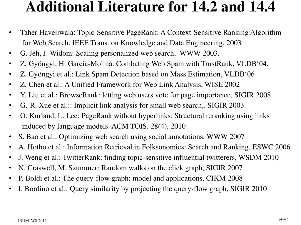 additional literature for 14 2 and 14 4