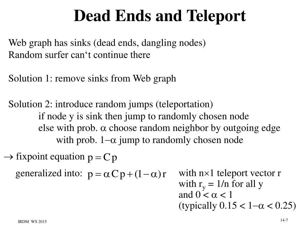 dead ends and teleport