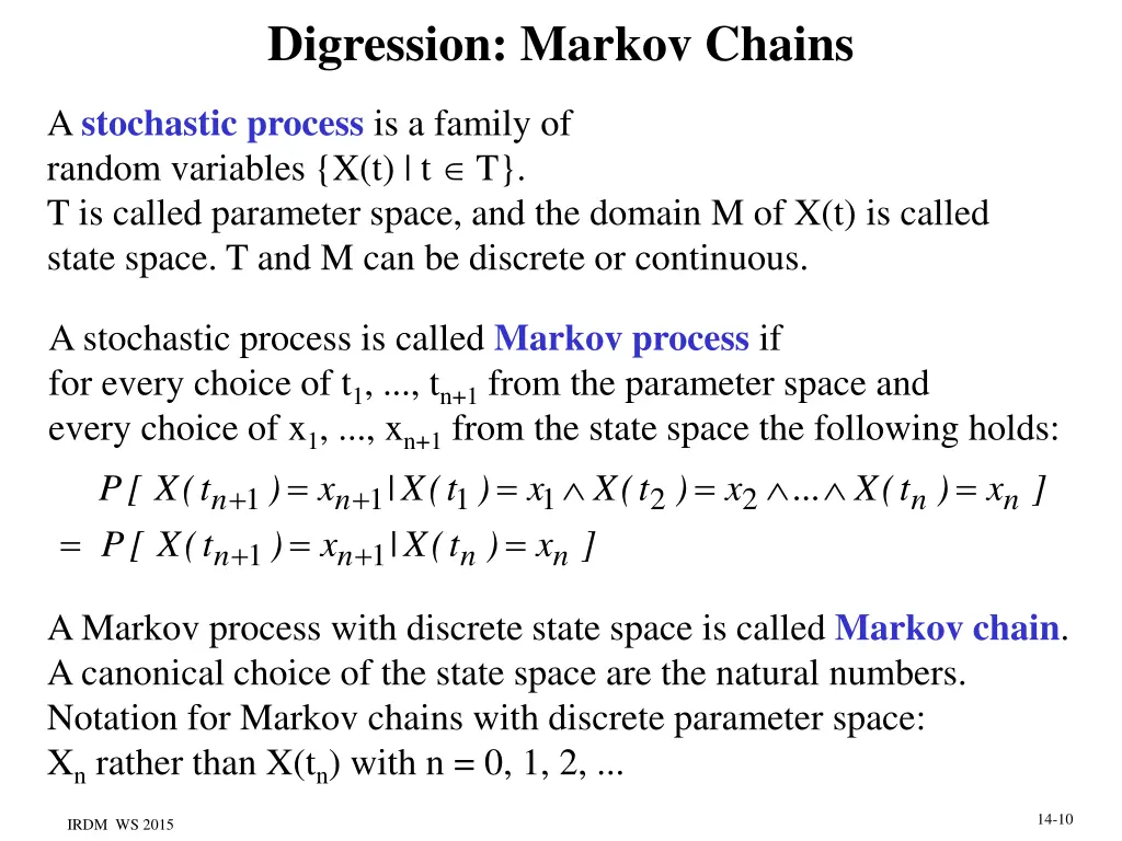 digression markov chains